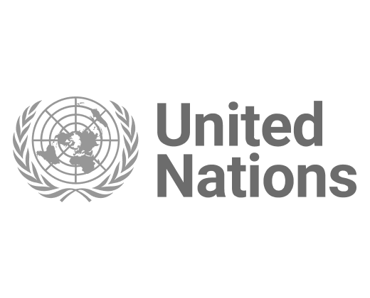 Dark gray United Nations logo with the UN seal to the left.